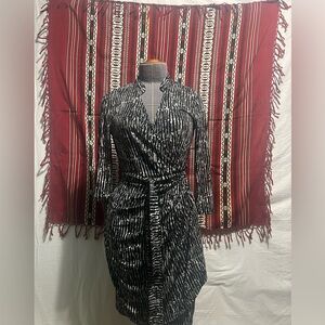 Small Black and white pattern Maggie London wrap around dress